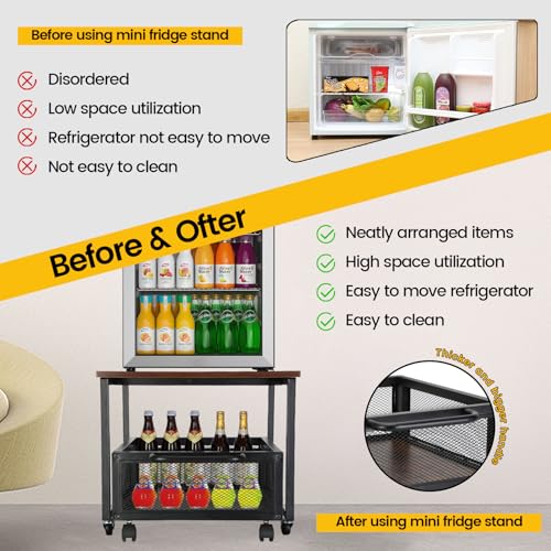 Retro Mini Fridge Stand with Wheels X290