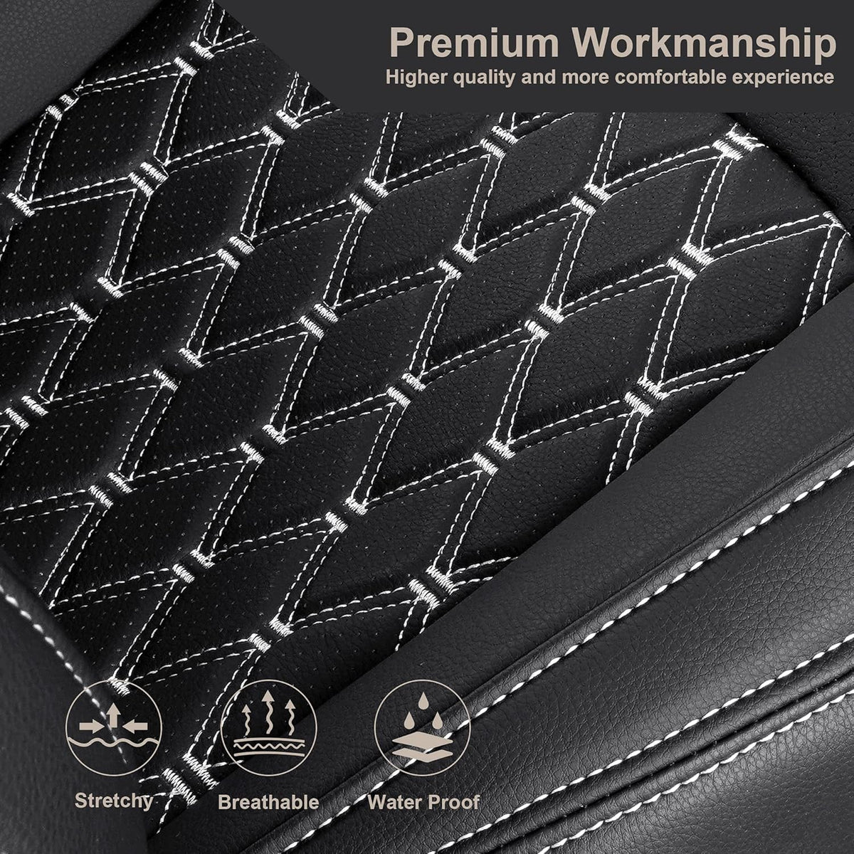 Pu Leather Car Seat Covers Full Set Black I657