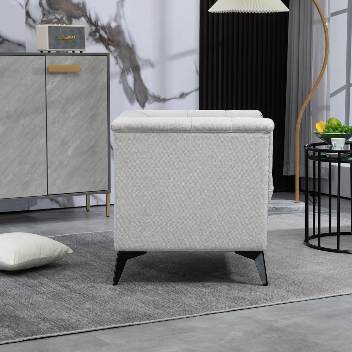 Beige Linen Fabric Accent Arm Chair Z1640