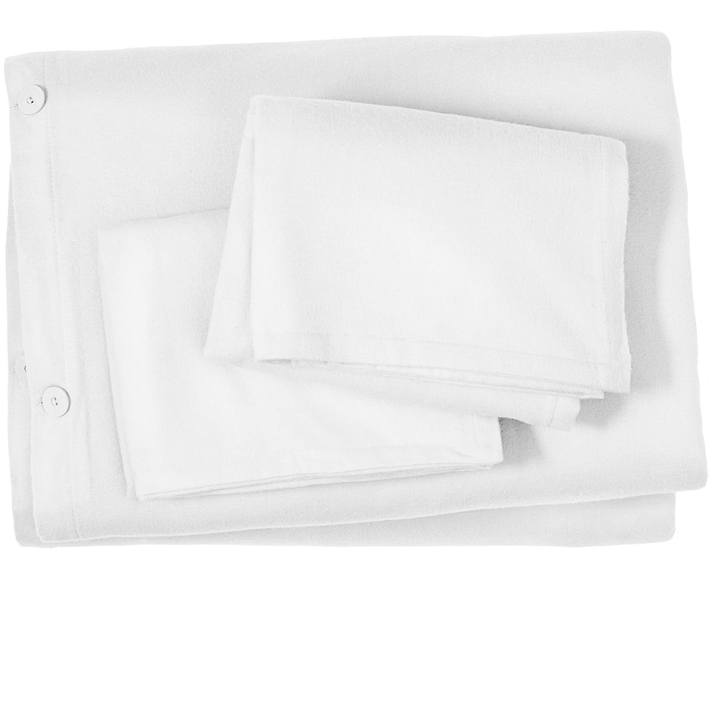 100% Cotton Flannel Duvet Cover & Sham Set White King U6468
