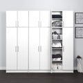 32" W White Storage Cabinet with Brushed Metal Handles P103