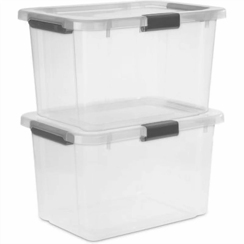 30qt Plastic Storage Tote with Hinged Lid N323
