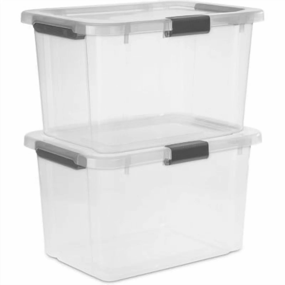 30qt Plastic Storage Tote with Hinged Lid N323