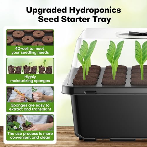 40 Cells Reusable Seed Starter Tray with Humidity Dome, 2 Packs C925