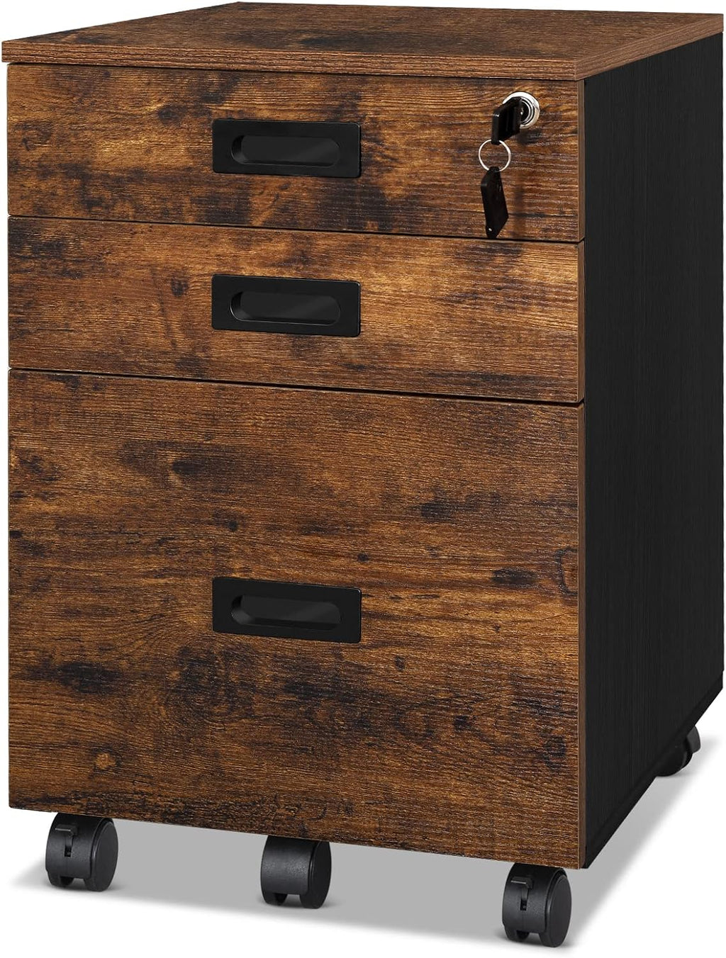 3 Drawer Mobile File Cabinet with Lock and Wheels O743
