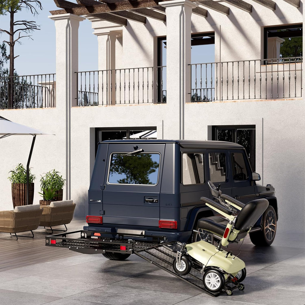 500 LBS Capacity Heavy-Duty Hitch Mount Mobility Scooter Carrier with Foldable Ramp I3603