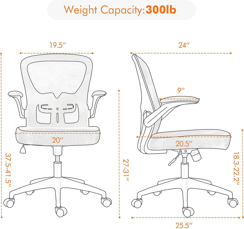 Black Ergonomic Mesh Office Chair with Flip-up Arms S64450