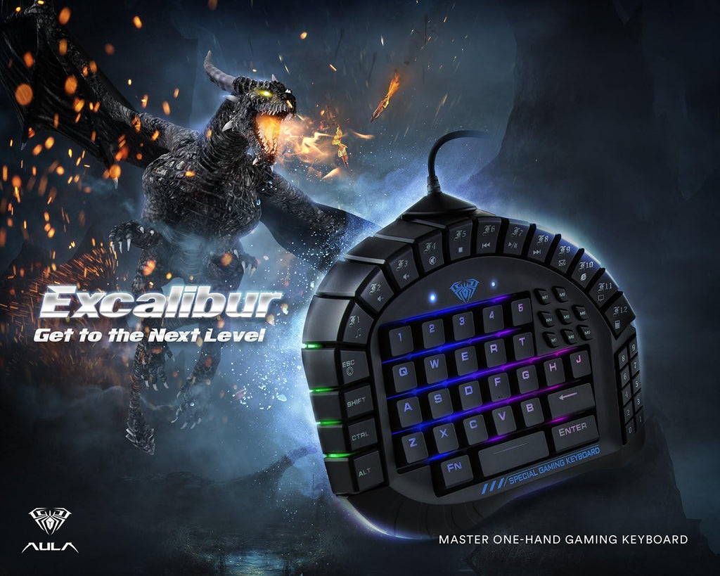 One Handed Mechanical Gaming Keyboard with Blue Switches and RGB Backlit E222