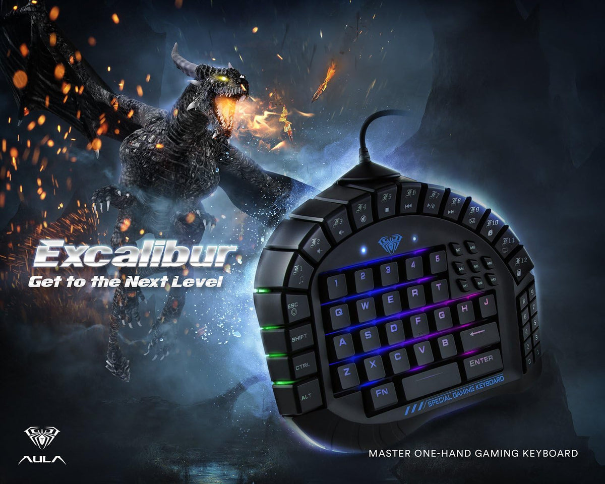 One Handed Mechanical Gaming Keyboard with Blue Switches and RGB Backlit E222