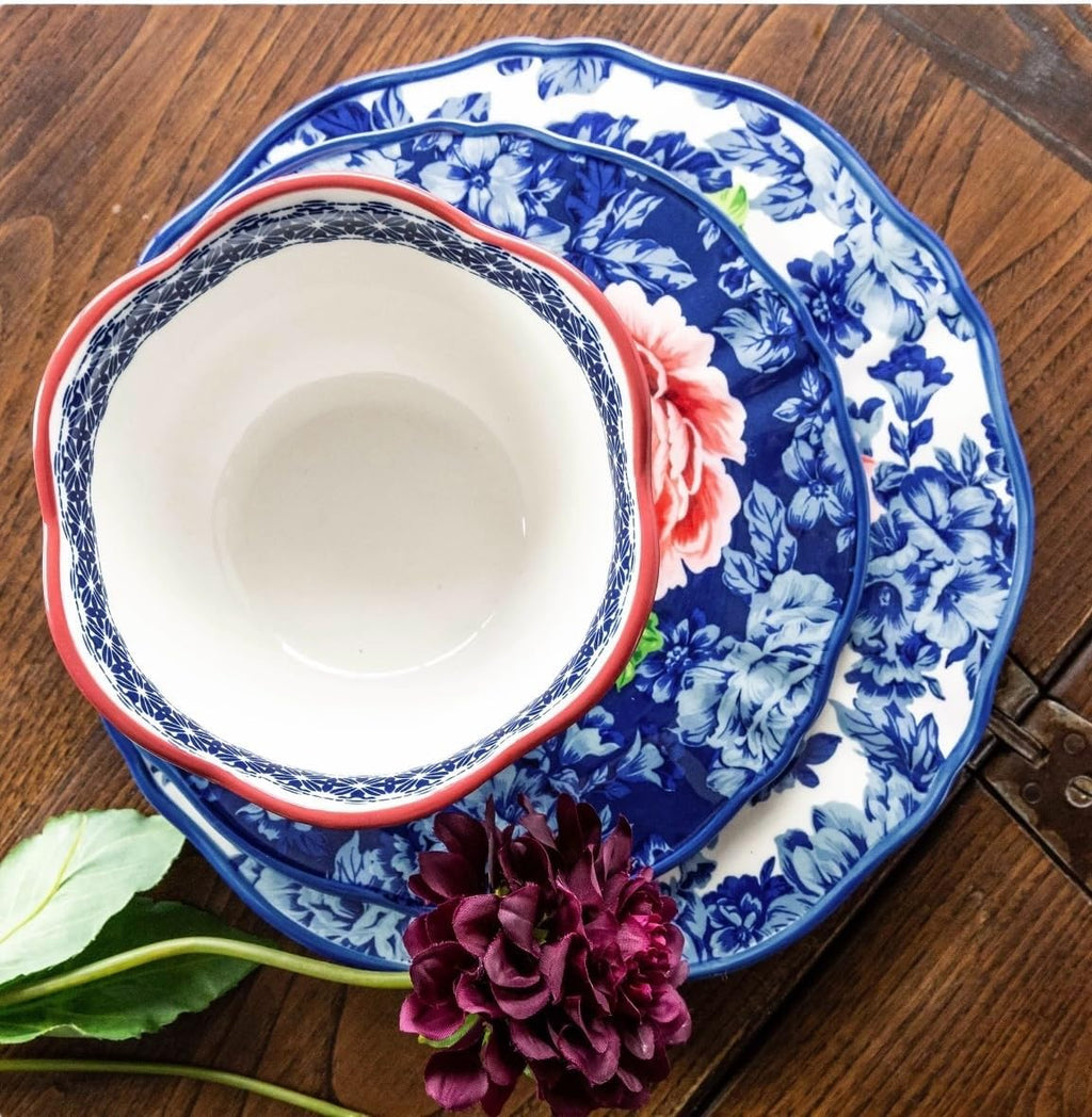 12-Piece Blue Floral Dinnerware Set T442314