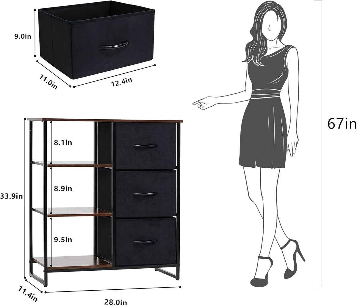 3 Drawer Dresser with Shelves J690