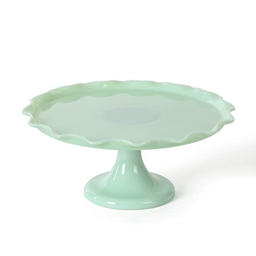 10 Inch Jadeite Cake Stand with Glass Dome R143529