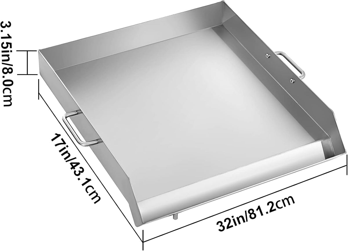Stainless Steel Griddle, 32 X 17 Flat Top Rectangular Plate W76702
