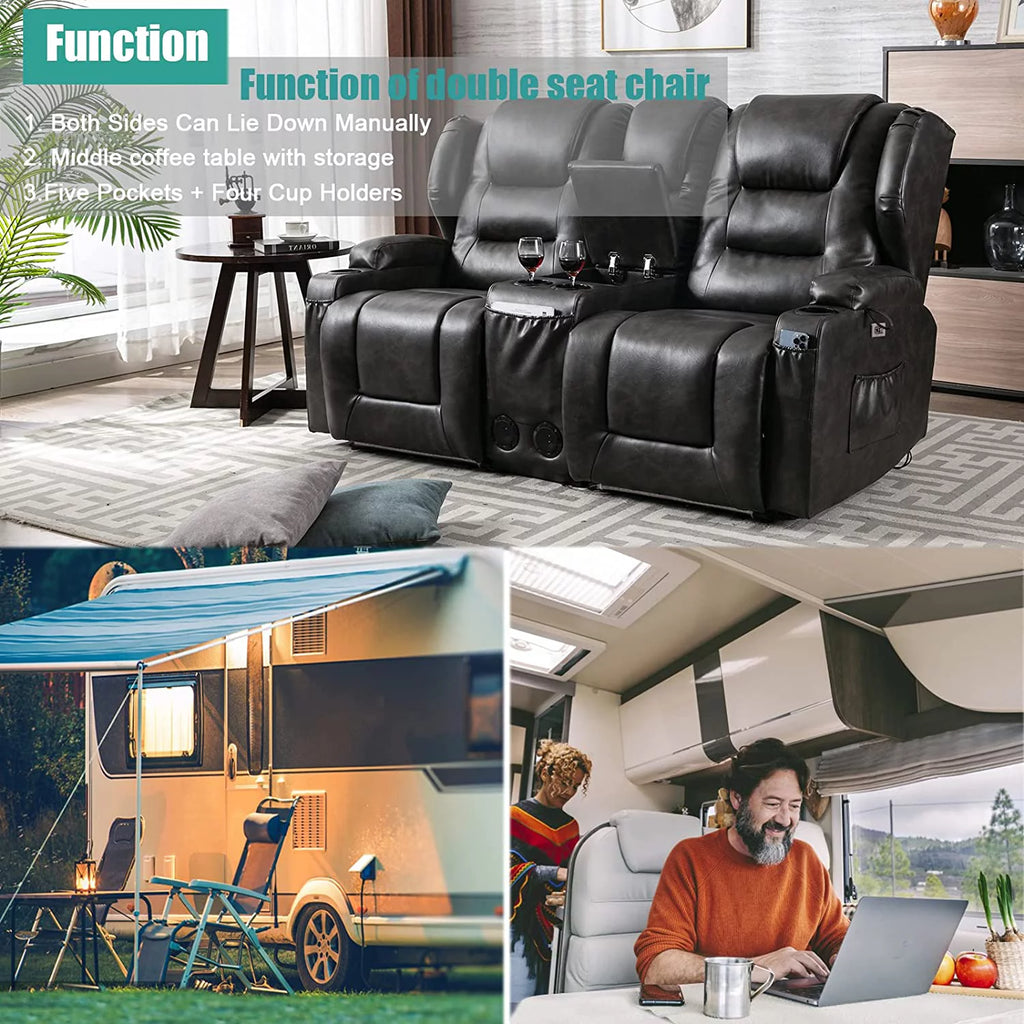 Electric Power Recline Sofa with Console Q46078