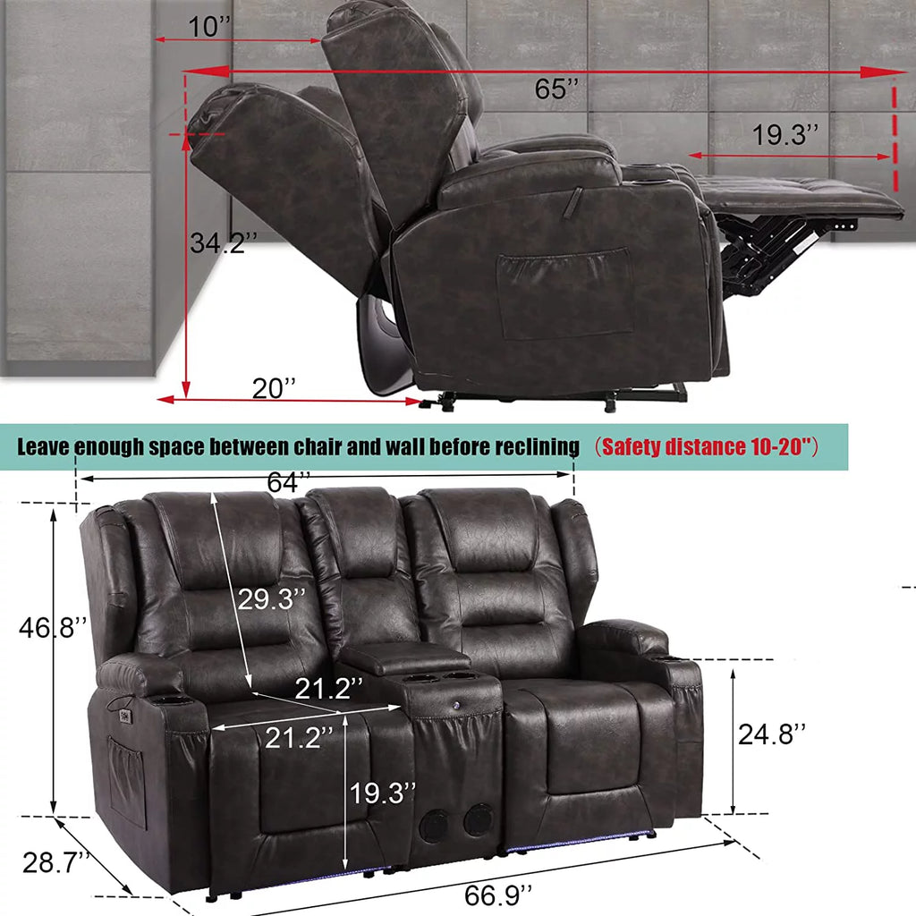 Electric Power Recline Sofa with Console Q46078