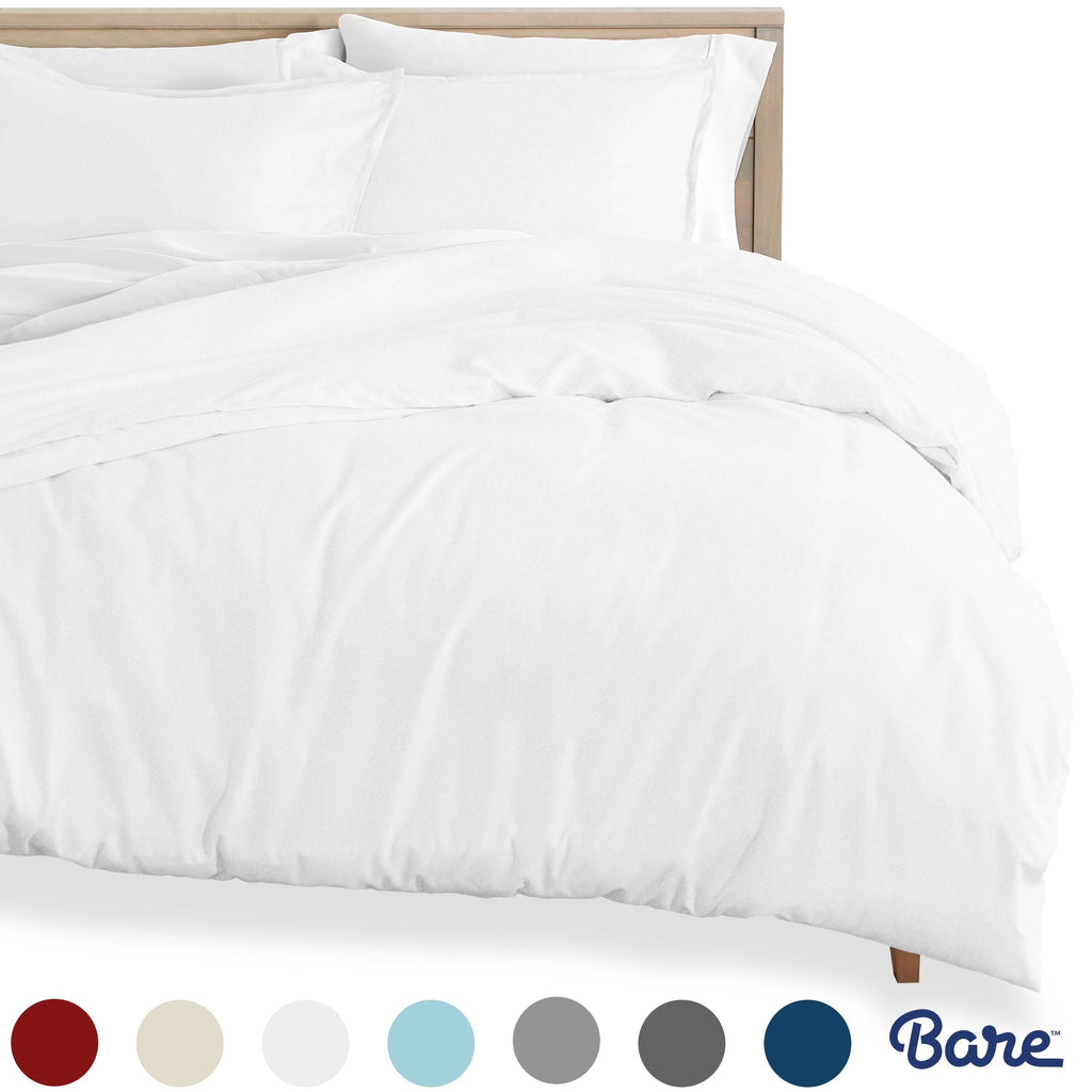 100% Cotton Flannel Duvet Cover & Sham Set White King U6468