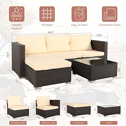 Oversize 5 Piece Wicker Patio Furniture Set Z7655