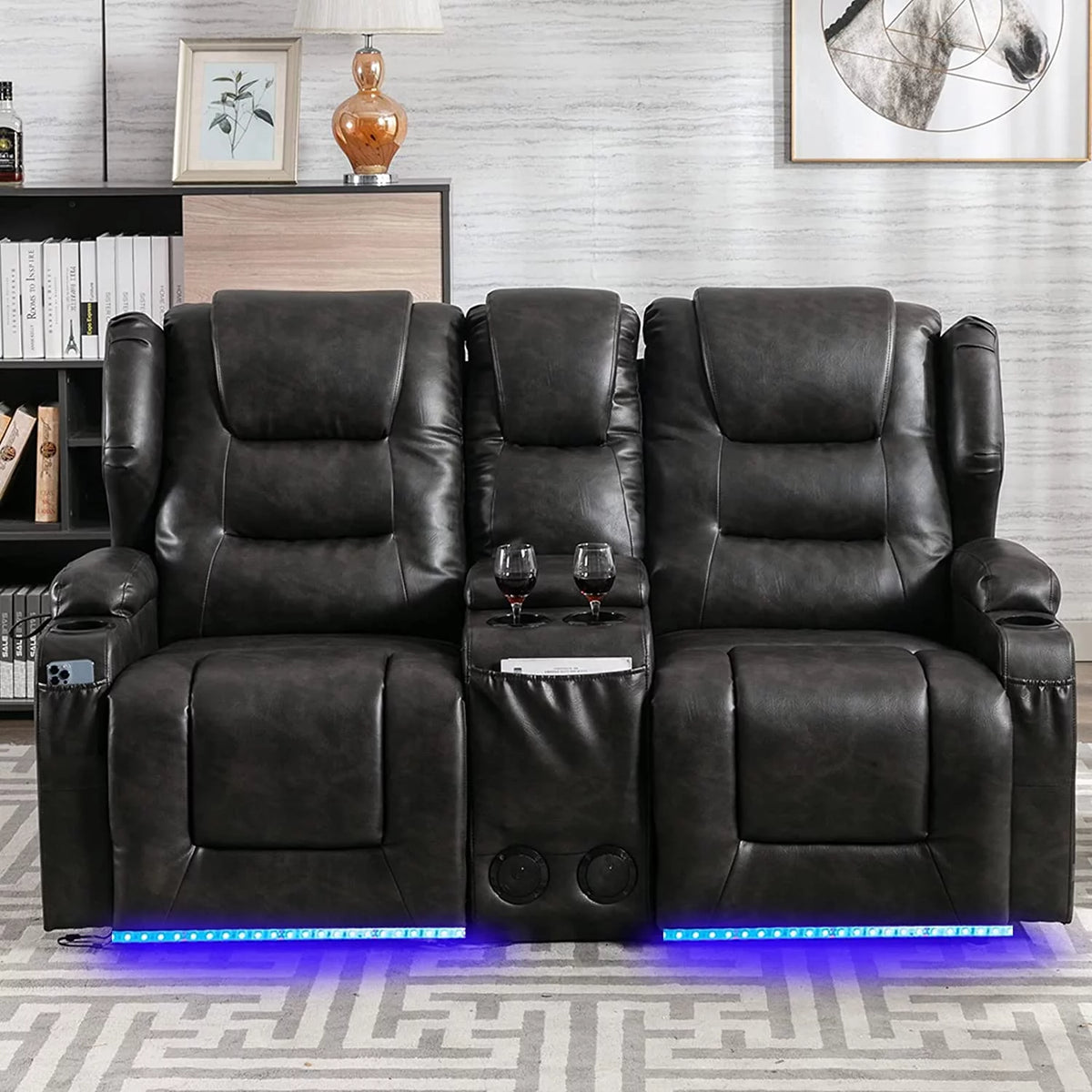Electric Power Recline Sofa with Console Q46078