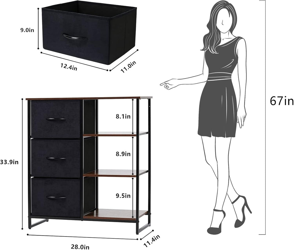 3 Drawer Dresser with Shelves J690