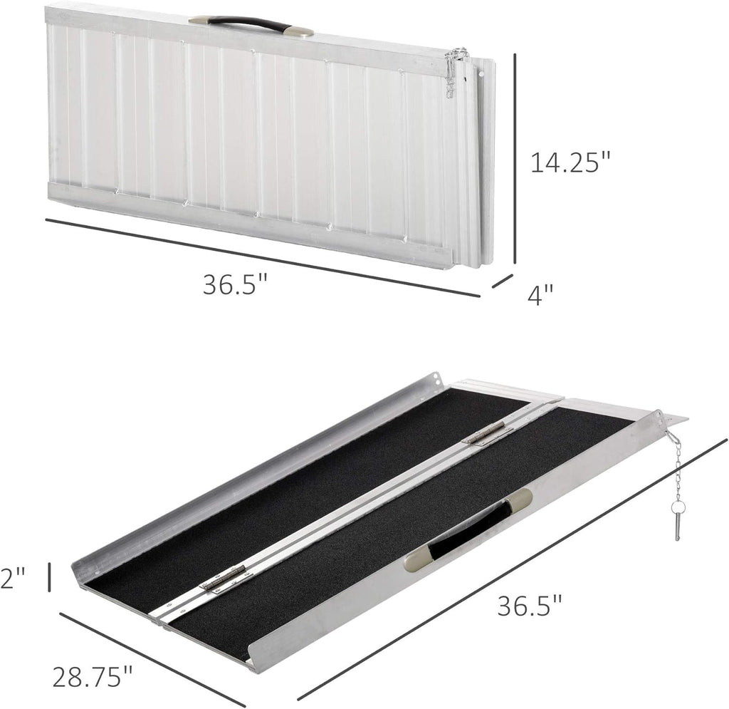 Aluminum Portable Skidproof PVC Carpeted Folding Wheelchair Ramp H78484