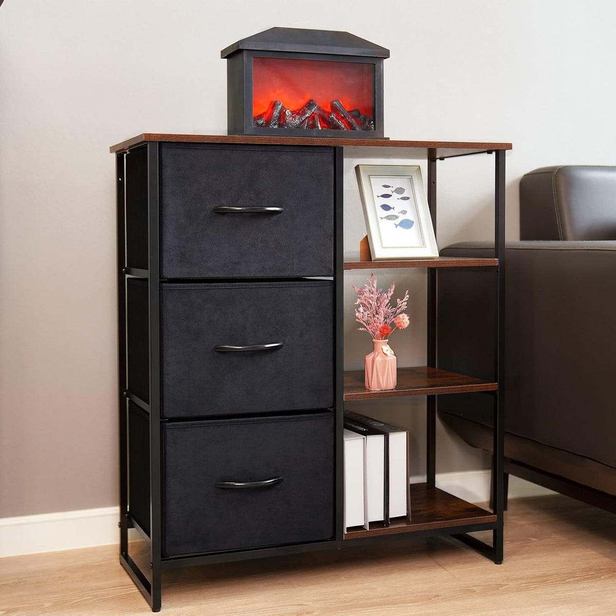 3 Drawer Dresser with Shelves J690