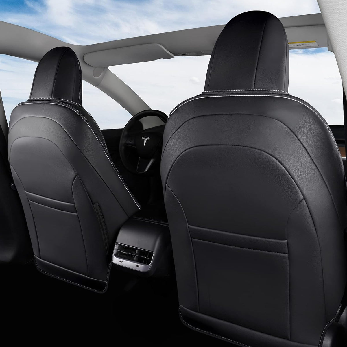 Pu Leather Car Seat Covers Full Set Black I657