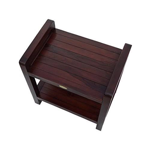 Teak Shower Stool with Arms and Shelf L682