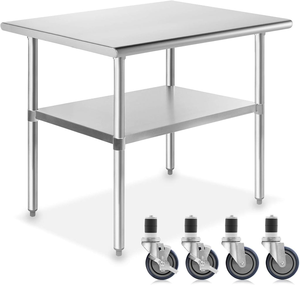 NSF Stainless Steel Commercial Kitchen Prep & Work Table with 4 Casters B63162