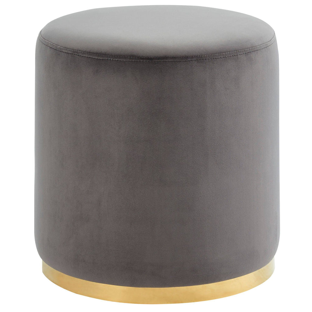 Gray and Gold Round Ottoman K4117
