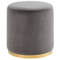 Gray and Gold Round Ottoman K4117
