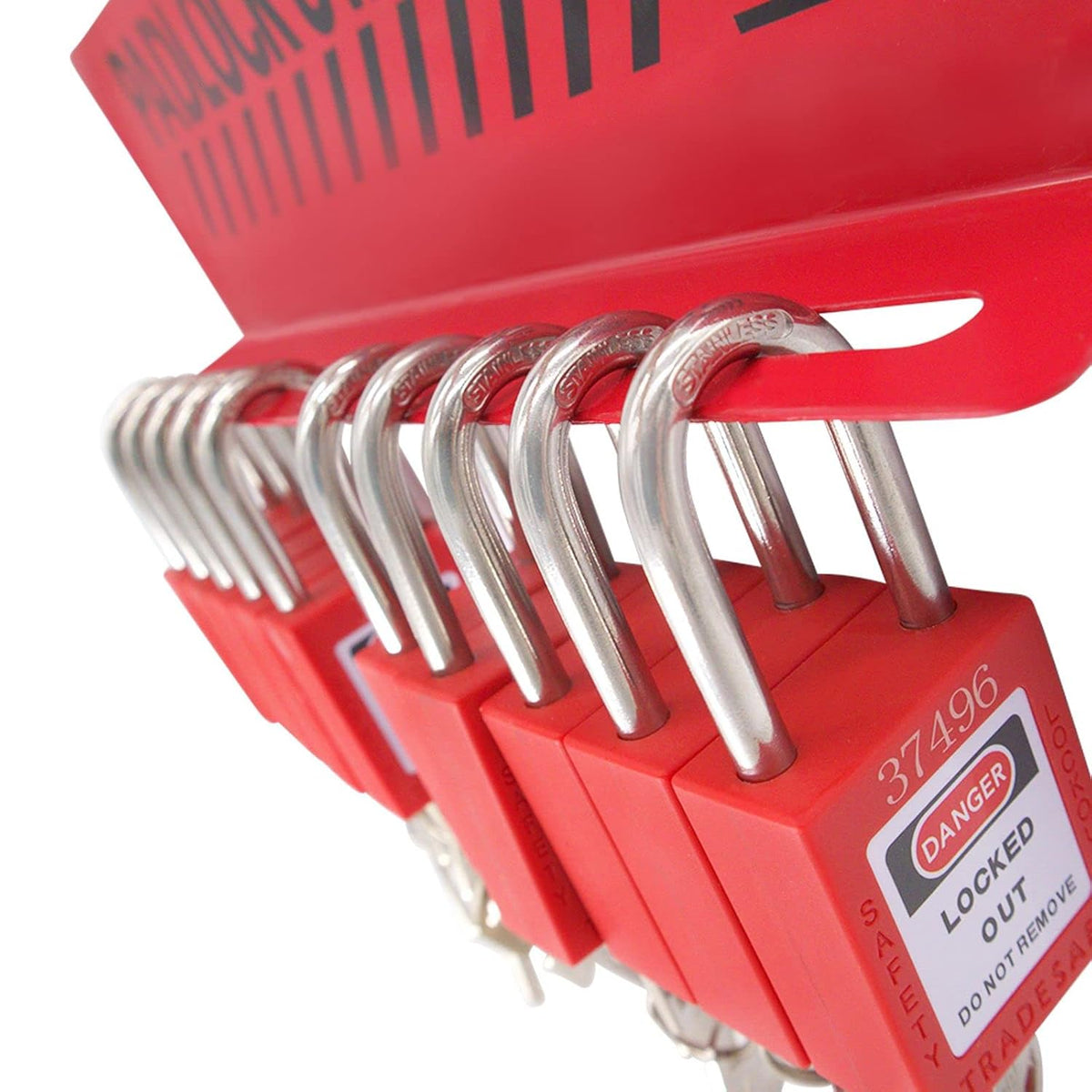 Lockout Tagout Station with 10 Padlocks, Carbon Steel Body, Pack of 2 R349