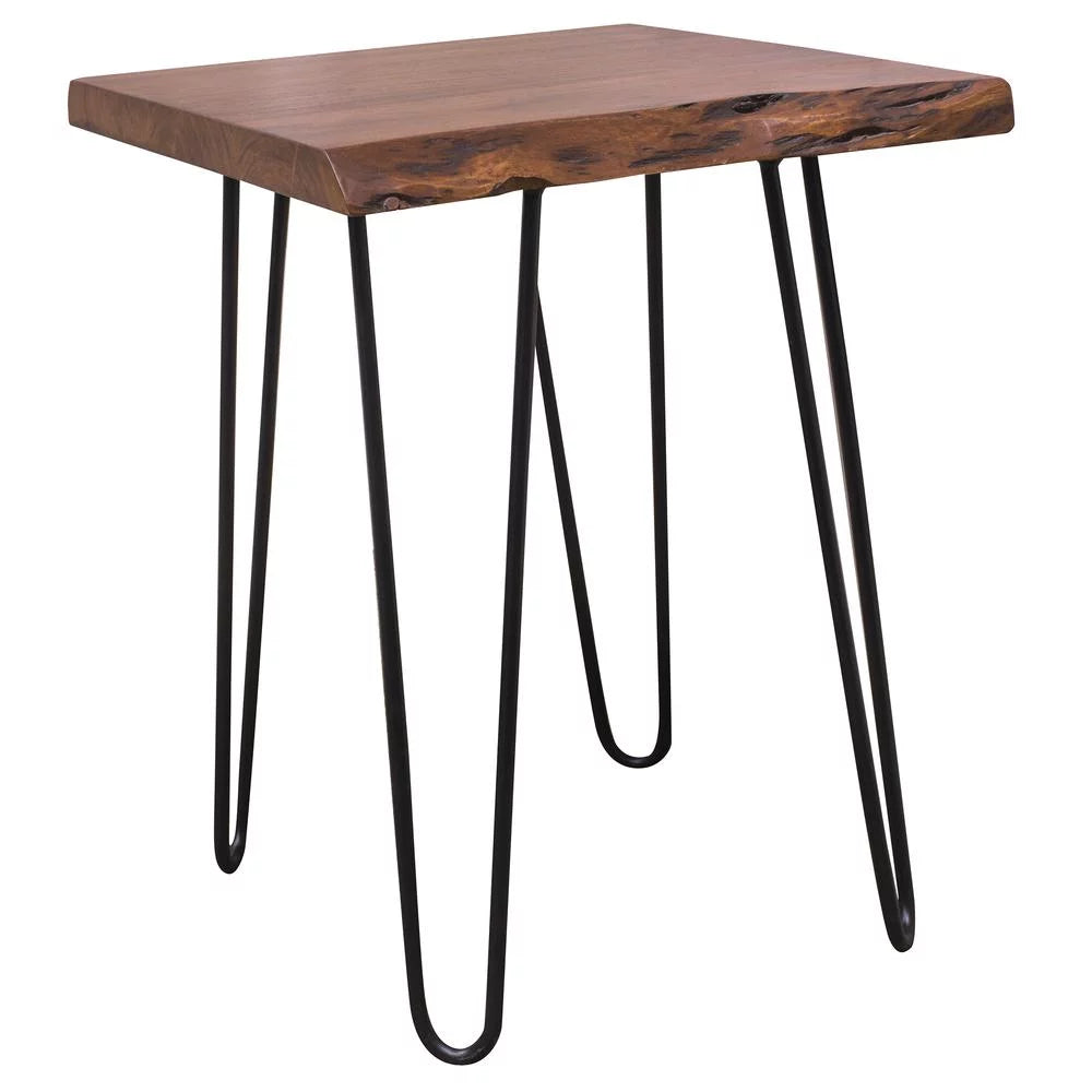 Acacia Live Edge End Table with Hair Pin Legs V1907