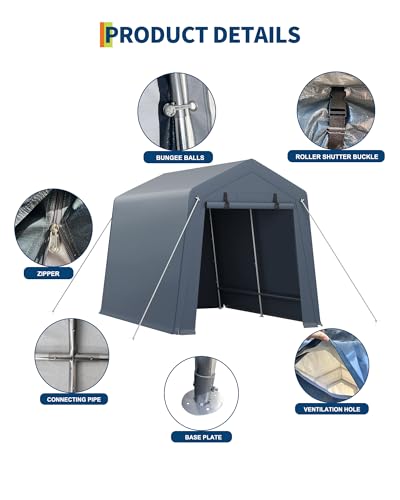 7x10 FT Portable Outdoor Storage Shed with 2 Roll-Up Zipper Doors Y142078