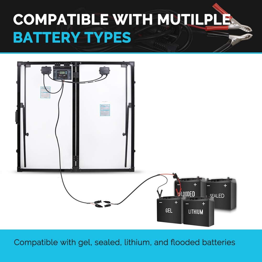 200 Watt Portable Foldable Solar Panel Suitcase with Waterproof 20A Charger Controller J8801