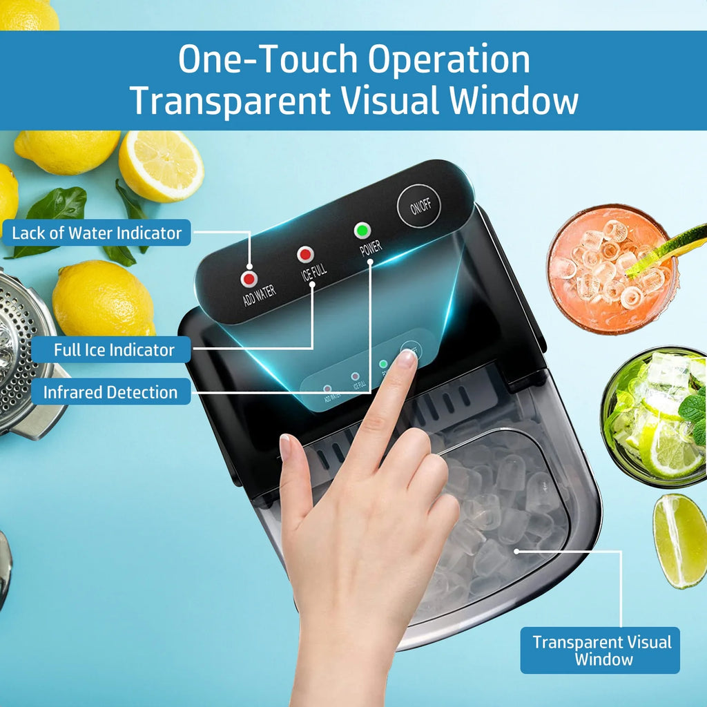 Black Countertop Ice Maker with Handle Y65659