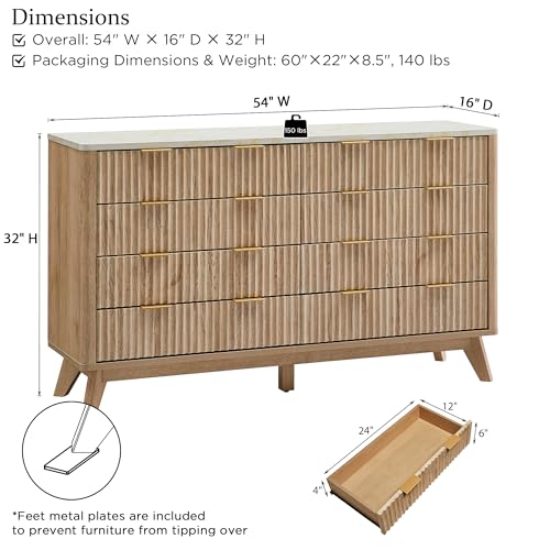 7 Drawer Wood Dresser with Faux Marble Top P701