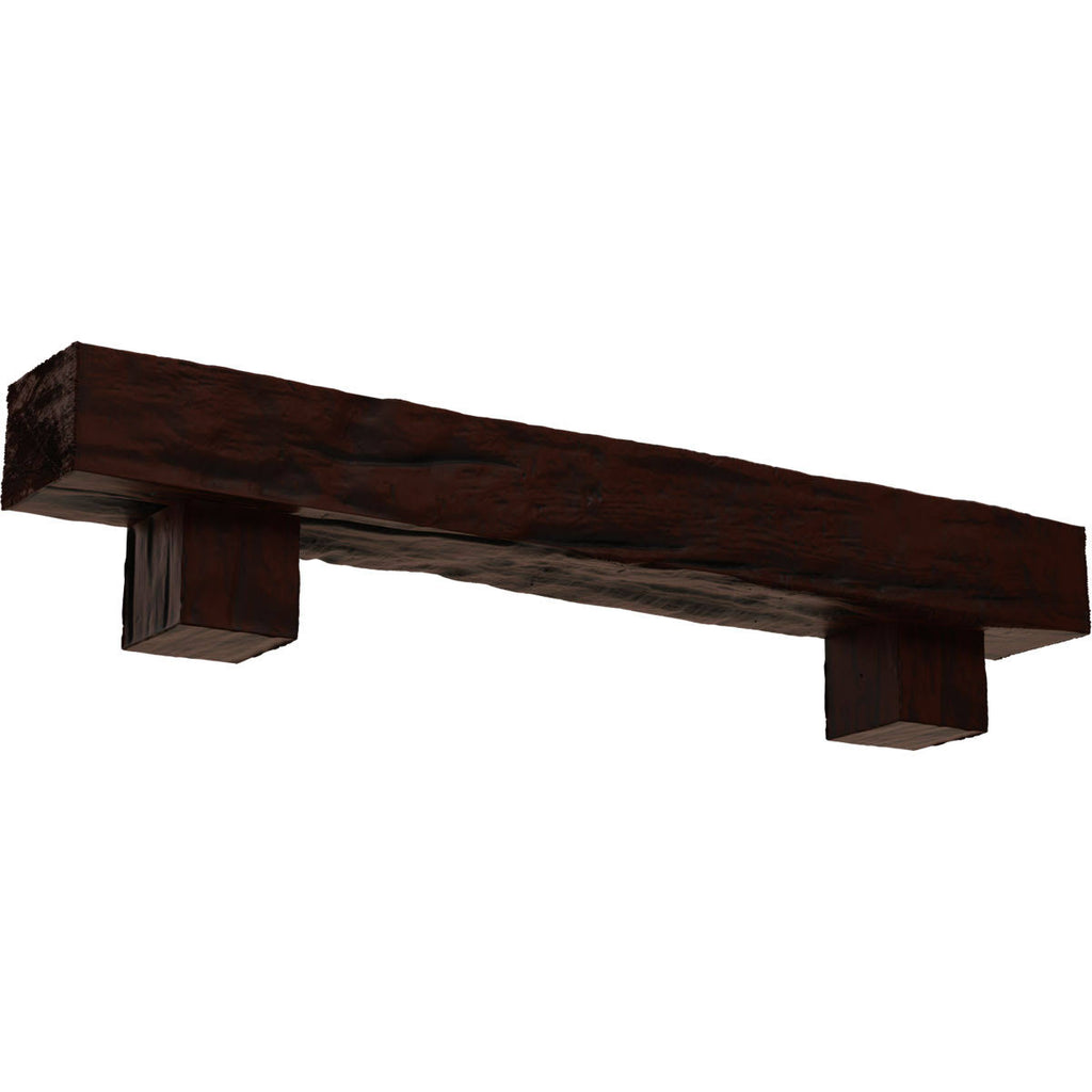 Natural Pecan Faux Wood Fireplace Mantel Kit with Alamo Corbels V1889