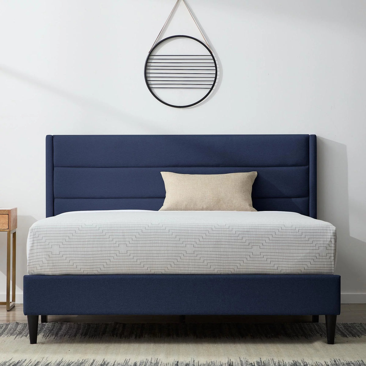 Blue Queen Upholstered Platform Bed Z64602
