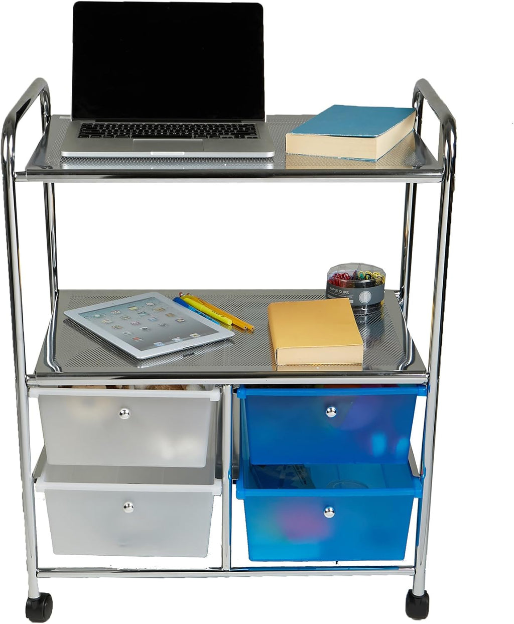 Silver 4 Drawer Rolling Utility Cart B858409