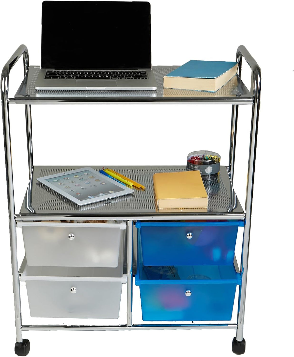 Silver 4 Drawer Rolling Utility Cart B858409