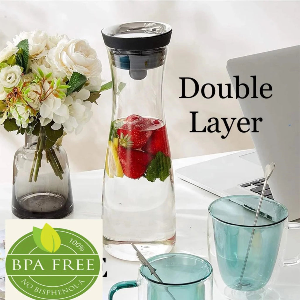 50 oz Glass Pitcher with Stainless Steel Lid and Brush T137664