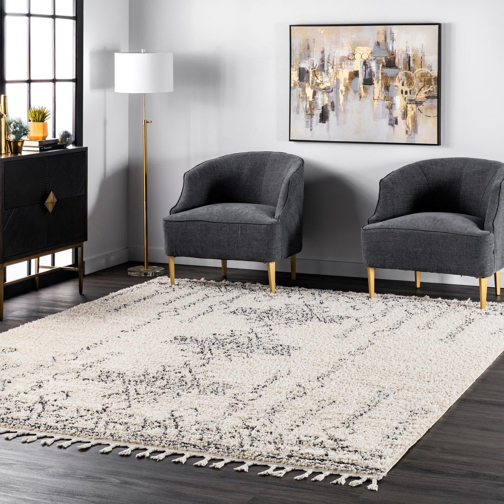 Off White Moroccan Shag Runner Rug G997714