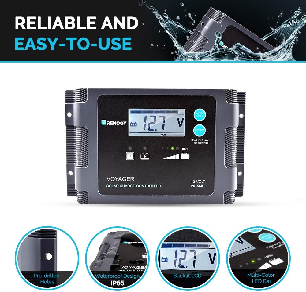 200 Watt Portable Foldable Solar Panel Suitcase with Waterproof 20A Charger Controller J8801
