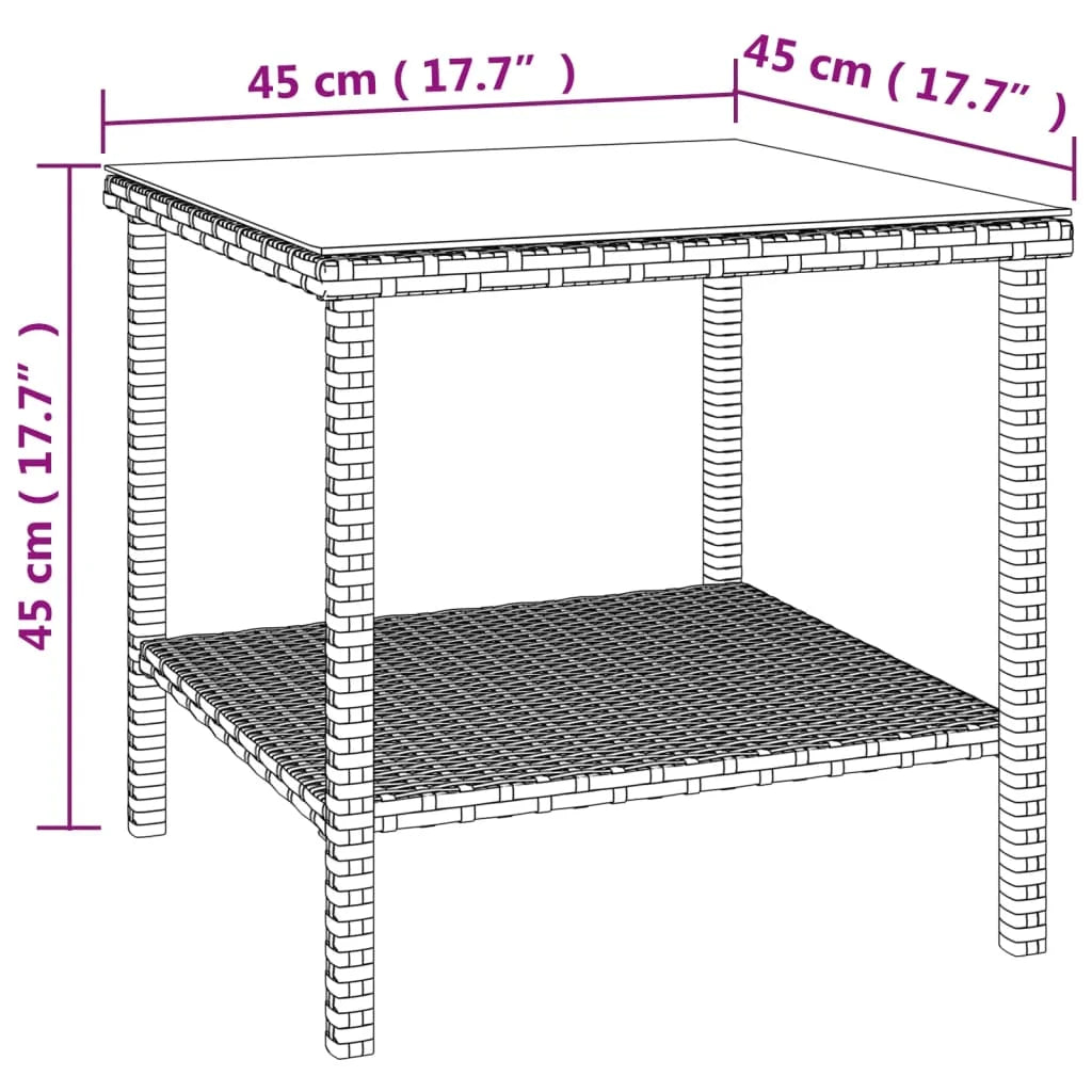 Black Poly Rattan and Tempered Glass Side Table P5166