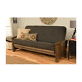 Walnut Full Size Futon Frame with Charcoal Mattress U39714