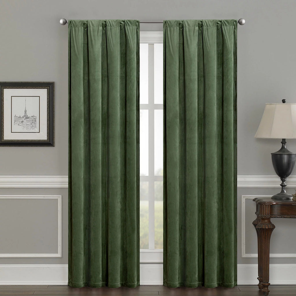 Evergreen Velvet Room Darkening Curtain Panel Pair with Rod Pocket G62593