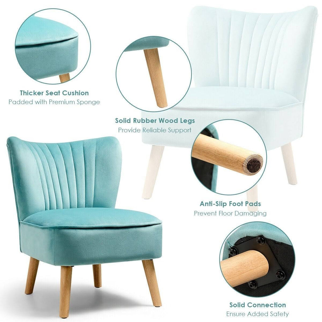 Green Velvet Armless Accent Chair S759