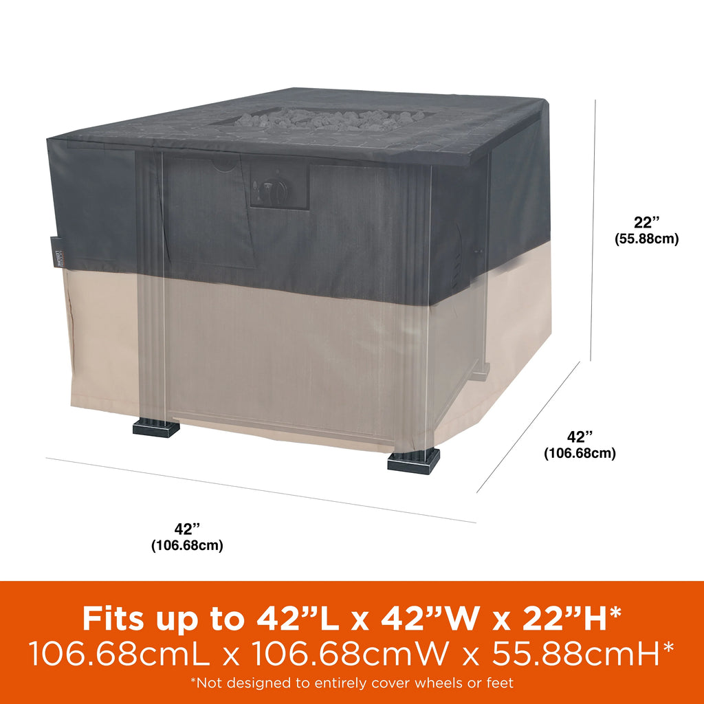 Square Fire Pit Table Cover, 42"L x 42"W x 22"H, Gray Q5921