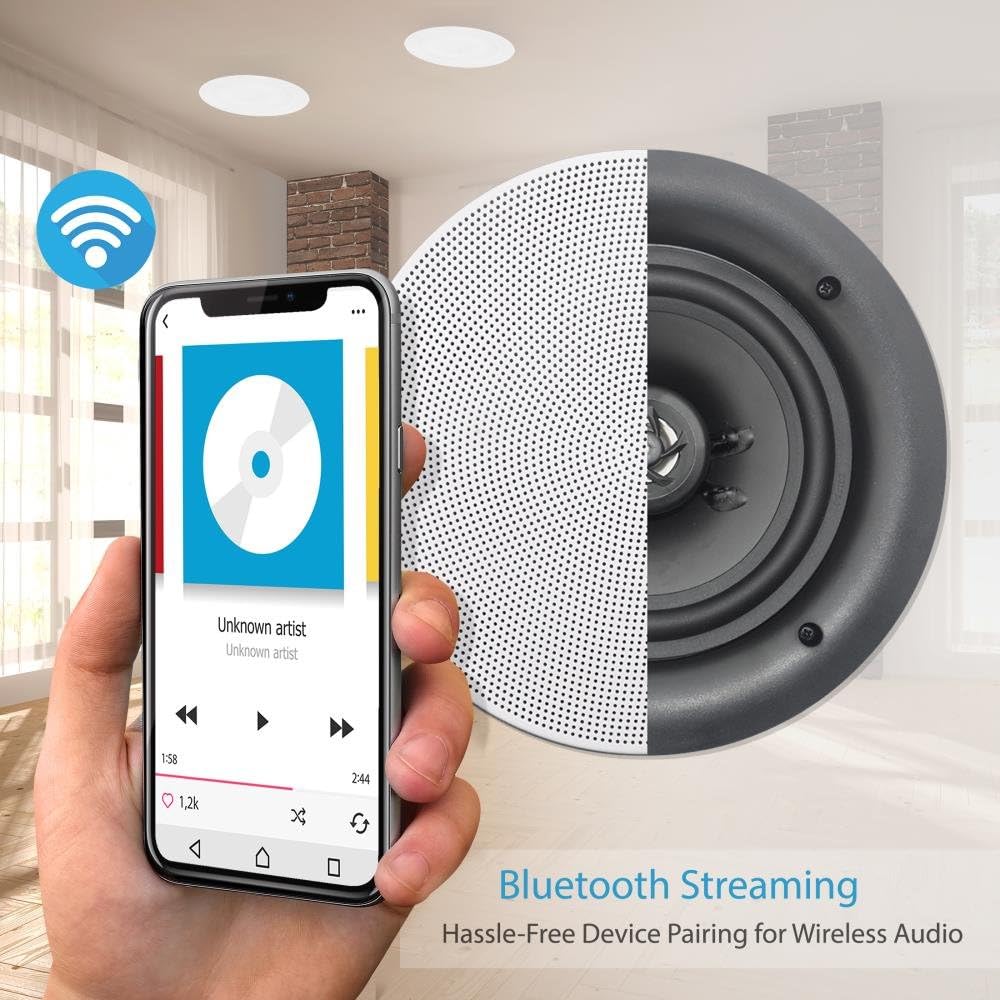 8” 4 Bluetooth 2-Way In-wall In-ceiling Speaker System with Polypropylene Cone & Tweeter W8492