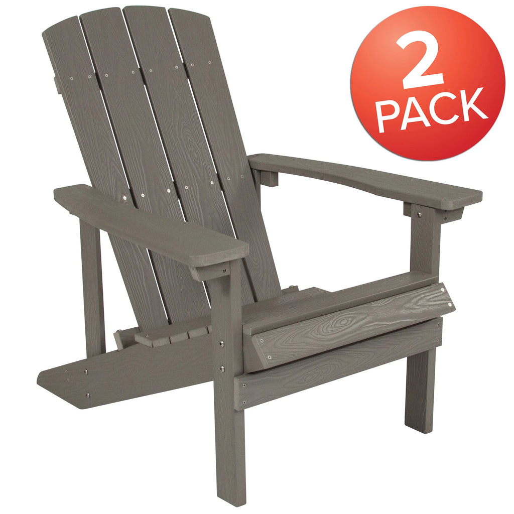 Set of 2 Gray All-Weather Poly Resin Adirondack Chairs G190461